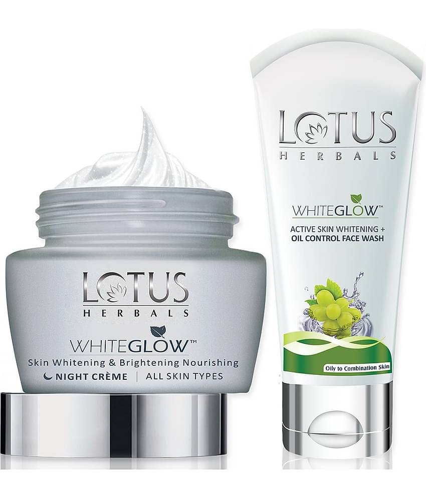 Lotus Herbals Whiteglow Night Cream 60G + Whiteglow Oil Control Face Wash 50G (Pack of 2)