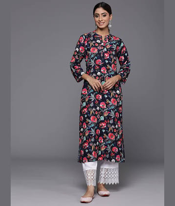 Varanga Viscose Printed Straight Women's Kurti - Navy Blue ( Pack of 1 )