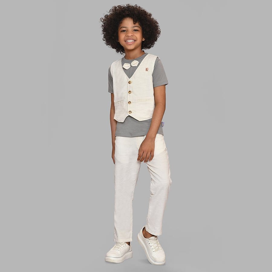 Happy Summer Oyster Shirt & Trouser Set-2-3 Y / Cream