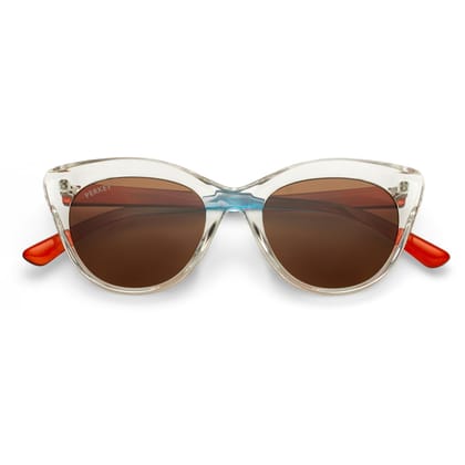 PERKEY Cat Eye Brown UV Protected Polarized Cooling Sunglasses Women - PRKY001-C5-Small / Brown / Transparent