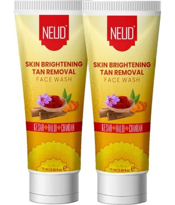 NEUD Skin Brightening Tan Removal Face Wash for Men and Women, 70 ml Each (Pack of 2)
