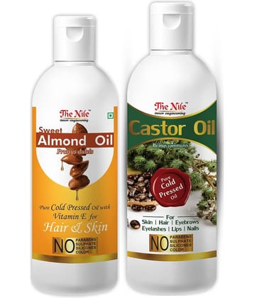 The Nile Sweet Almond 100 ML +  Castor Oil 150 ML  Hair Oils 250 mL Pack of 2