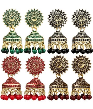FASHION FRILL - Multi Color Jhumki Earrings ( Pack of 4 )