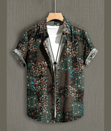 AAPSKA Poly Cotton Regular Fit Printed Half Sleeves Men's Casual Shirt - Multi ( Pack of 1 )