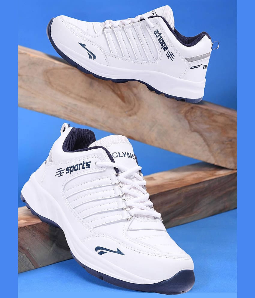 Clymb Cosco White Men's Sports Running Shoes