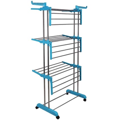 Premium Heavy Duty Stainless Steel 3 Layer Foldable Cloth Drying Stand (1 Set / With Colour Box)