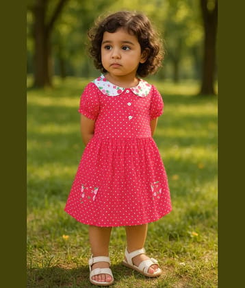 Clothe Funn Cotton Frock For Baby Girls ( Pack of 1 , Red )