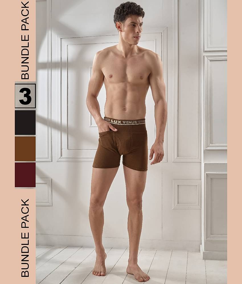 lux venus Pack of 3 Cotton Trunks For Men's ( Multicolor )