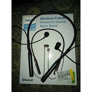 PHILIPS TAN2215 Neckband Earphones with 11 Hr Playtime, 9 mm Drivers, IPX4 Bluetooth Headset (Black, In the Ear)_328clone.
