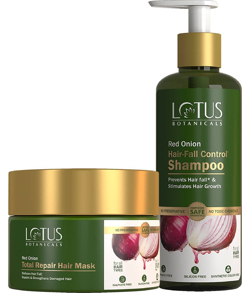 Lotus Botanicals Strength Restore Hair Combo , Red Onion Shampoo300ml & Hair Mask 200ml ( Pack of 2)