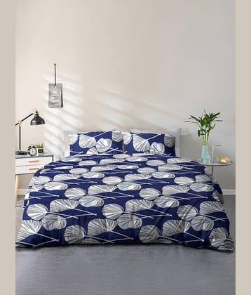 Cortina Cotton 1 Double Queen Bedsheet with 2 Pillow Covers ( Dark Blue )