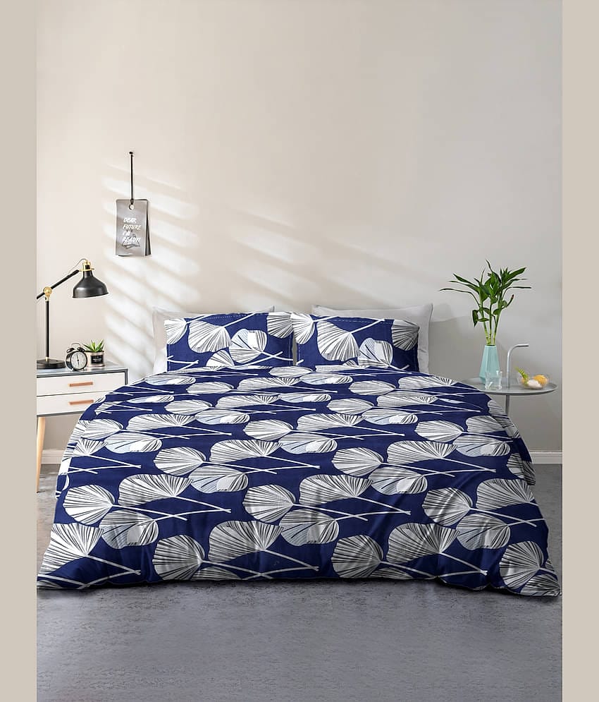 Cortina Cotton 1 Double Queen Bedsheet with 2 Pillow Covers ( Dark Blue )