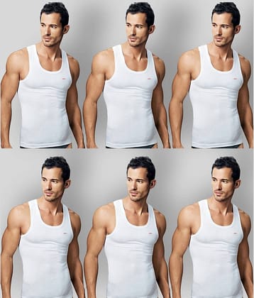 Rupa Jon - White Cotton Men's Vest ( Pack of 6 )