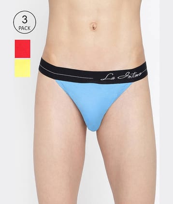 La Intimo Pack of 3 Cotton Thongs For Men's ( Multicolor )