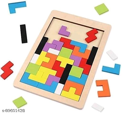 Tangram Puzzle Brain Teaser Toy - Classic Wooden Geometric Shapes Jigsaw Puzzle for Kids and Adults