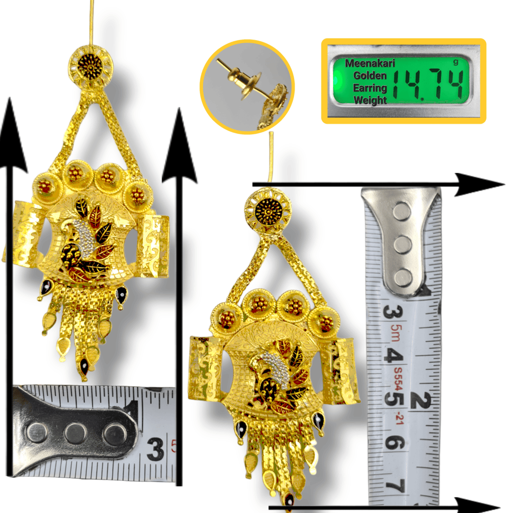 Handmade Gold-Plated Peacock Earrings with Crystal Detailing | Luxurious One Gram Ethnic Jewelry for Women