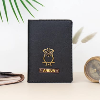 PERSONALISED PASSPORT COVER - BLACK-Black