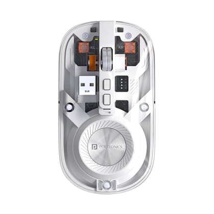 Portronics Toad 8 Transparent Wireless Bluetooth Mouse with Dual Wireless (BT Plus 2.4 GHz) (White)