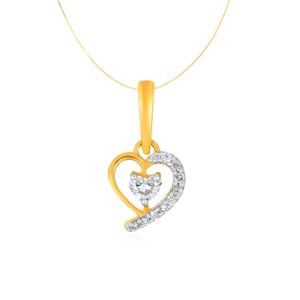 Senco Gold Blend of Love Shimmer Diamond Pendant (0.7 gram / 0.21 Ct / H-VS / 18K Yellow Gold)