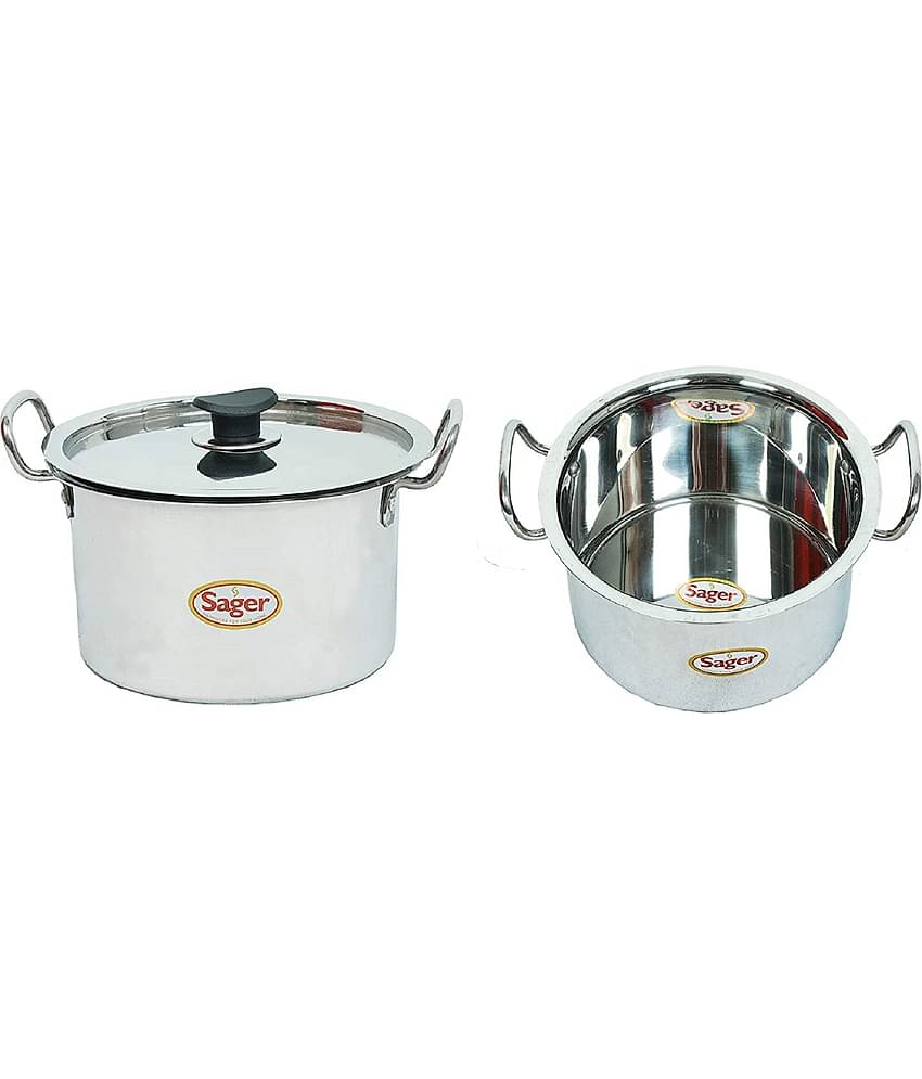 SAGER Induction Friendly No Coating Stainless Steel Casserole 23 cm 4000 mL