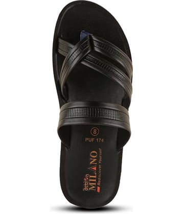 Action Black Men's Leather Slipper