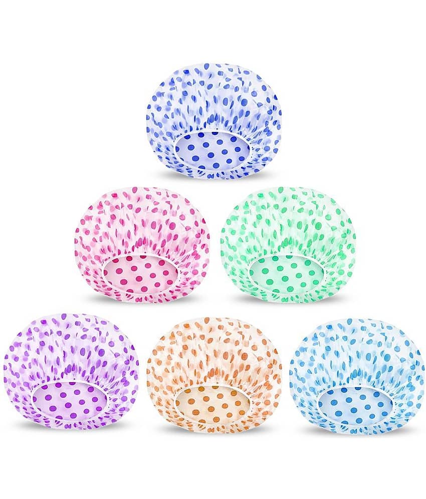 Swiss Connection Shawer Cap Free-size Medium 6 Shower Cap Multicolor Pack of 6