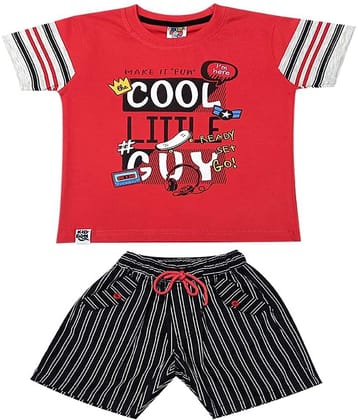 Kideon Pack of 1 Boys Cotton T-Shirt & Shorts Set ( Green )