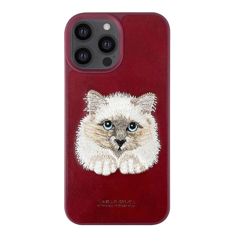 Santa Barbara Savanna Series Genuine Leather Case for iPhone 11 to 14 Pro Max-iPhone 13 Pro Max / Cat