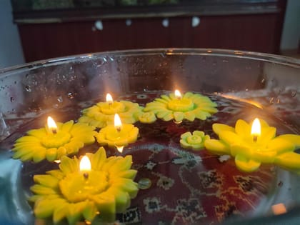 Floating Candle Set of 6 Candle | Diwali Candle SOYA Wax Candle | Organic Candle | (Yellow)