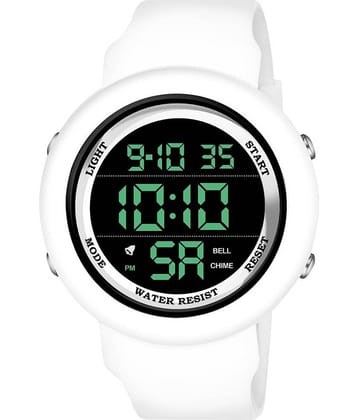 Hala - White PU Digital Men's Watch