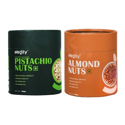 ELEGITY Dry Fruit Combo Pack | Jumbo Special California Almonds, California Pistachios (100 gm each) | 100% natural |No added preservatives | Nutritious and Delicious Snacks