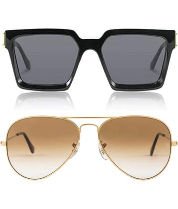 Kanny Devis - Black Rectangular Sunglasses ( Pack of 2 )