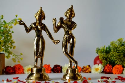 rass Radha Krishna Statue Pair (Color - Golden, Size - 8.75H *5L*3B) by Snova Enterprises