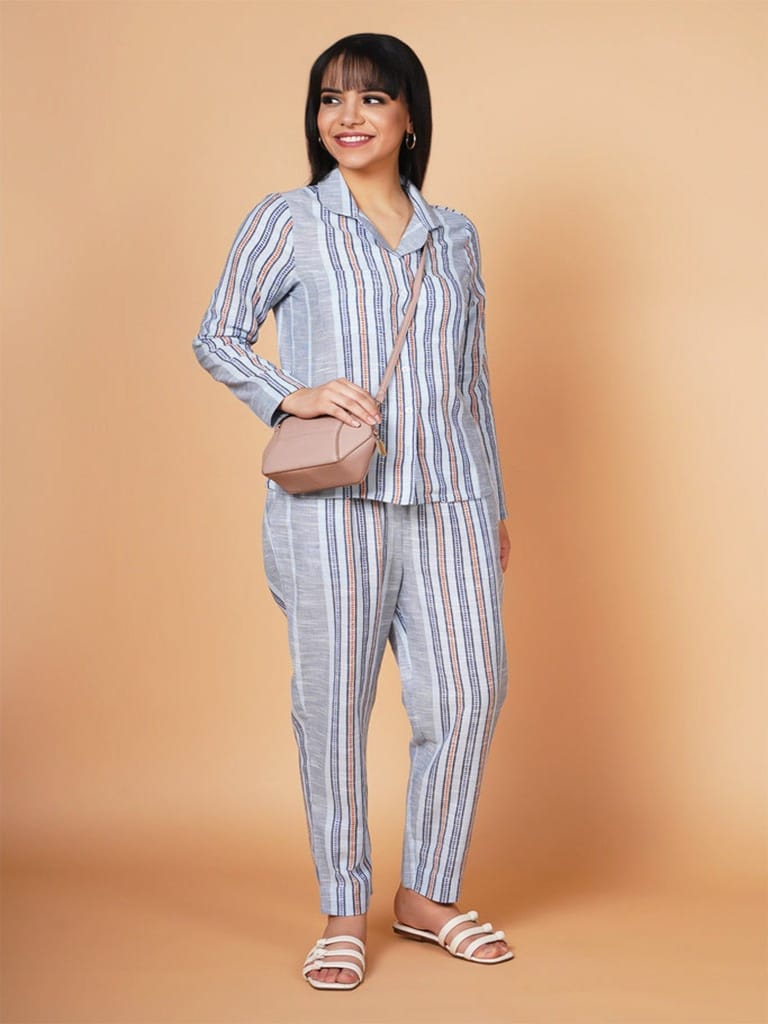 Basic Cloudy Grey Striped Loungewear - Nightwear & Loungewear | Buy online on ZillyBuy