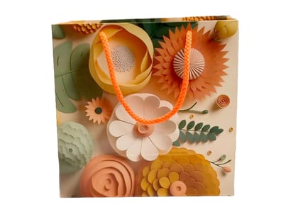 200 GSM Gloss Lamination Flower Printed Celebration Paper Gift Bags, Ideal for Birthday Return Gifts, Wedding Gifts, & Gifting on Special Occasions (Size: 6.5 x 6.3 x 3.2 inch) -  5