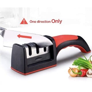 Premium 3-Slot Knife Sharpener - Professional Grade Kitchen Tool for Precision Sharpening of All Knife Types with Ergonomic Handle and Safety Features