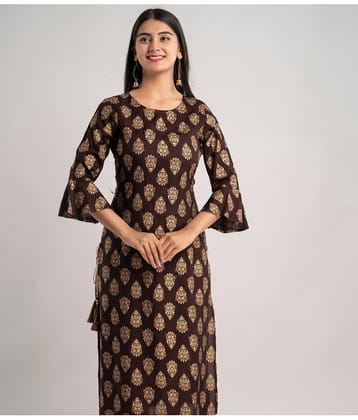 MAUKA - Brown Rayon Women's Straight Kurti ( Pack of 1 )