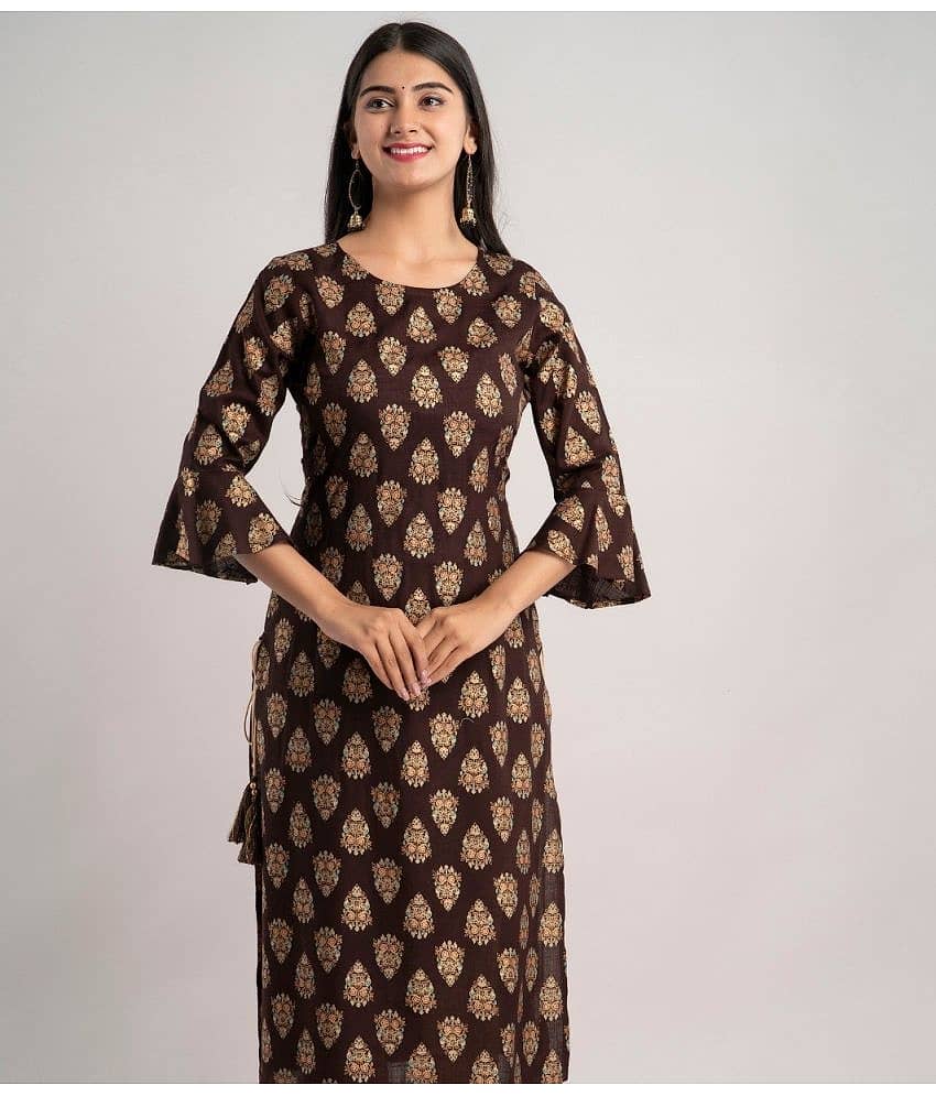 MAUKA - Brown Rayon Women's Straight Kurti ( Pack of 1 )