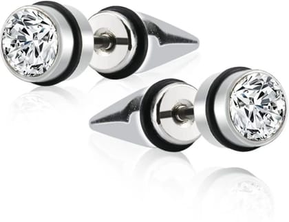 Mens Jewellery Valentine Silver Black Bali Earring for Gents or Boys or Boyfriend