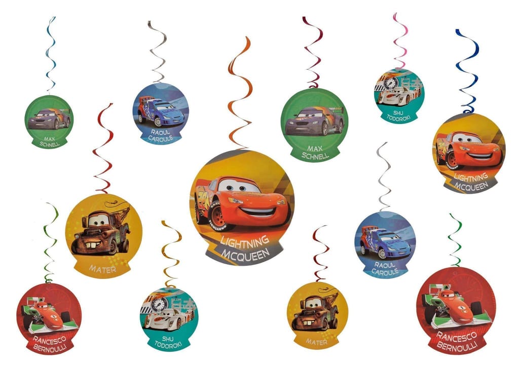 Wanna Party Mcqueen Cars Swirl Decoration - 12PC - Party and Festive Needs | Buy online on ZillyBuy