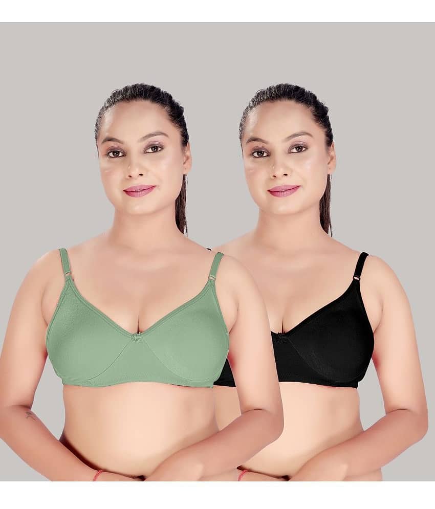 HAYA Pack of 2 Cotton Lightly Padded Women's Plunge Bra ( Multicolor )
