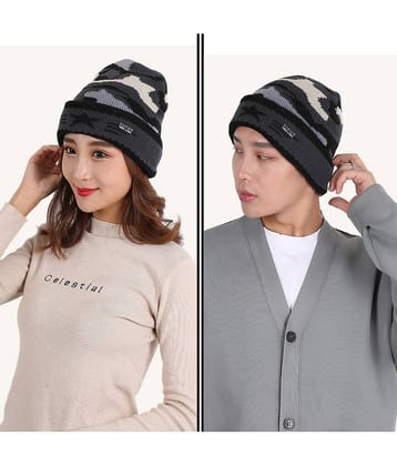 Edifier Woollen Winter Cap for Men & Women (Pack of 2)