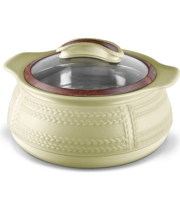 Milton Weave 1000 Insulated Inner Stainless Steel Casserole with Glass Lid, 780 ml, Beige | BPA Free | Food Grade | Easy to Carry | Easy to Store | Ideal For Chapatti | Roti | Curd Maker