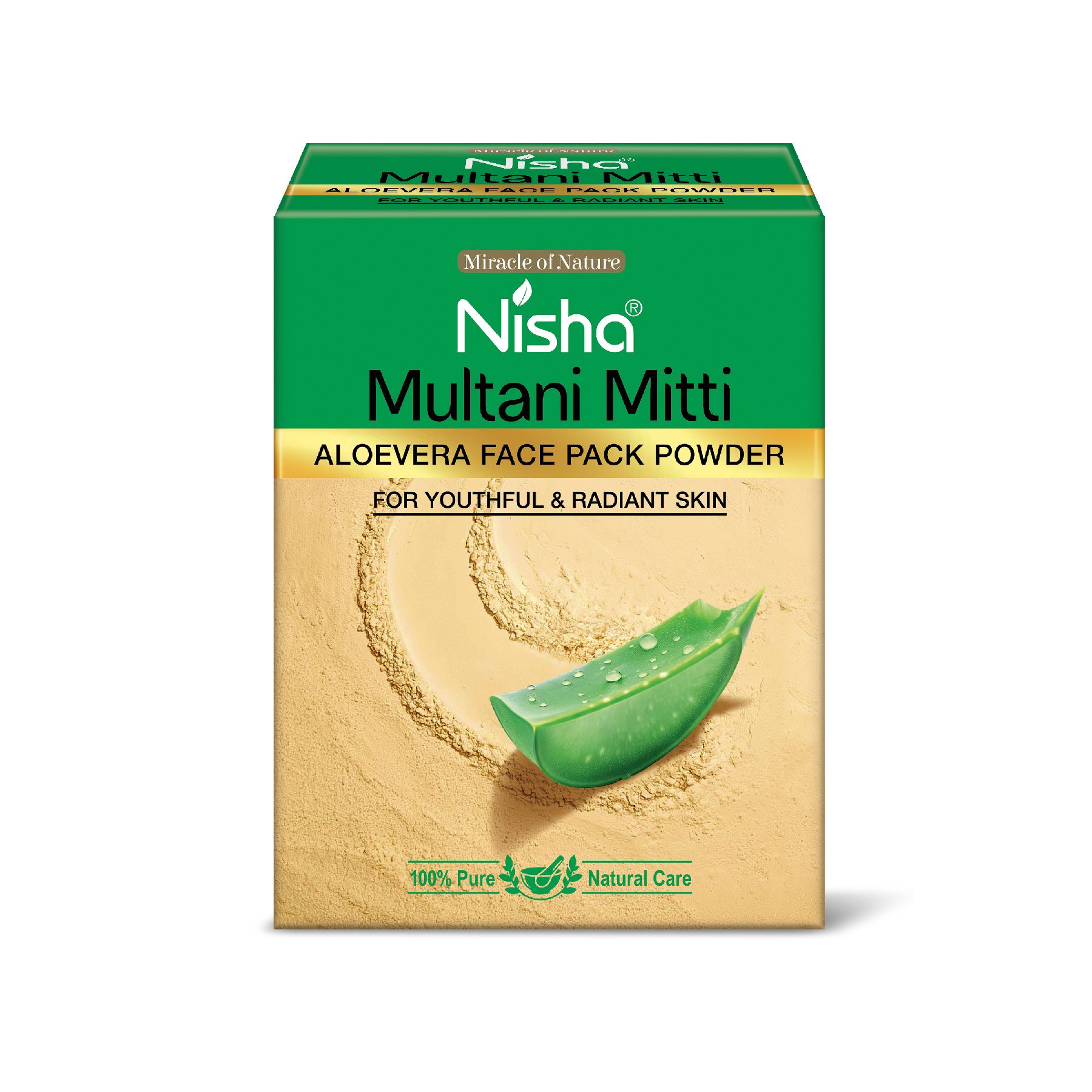 Nisha Multani Mitti Aloe Vera Face Pack Powder 100g, Fuller’s Earth Powder, Natural Oil Control, Acne & Tan Removal