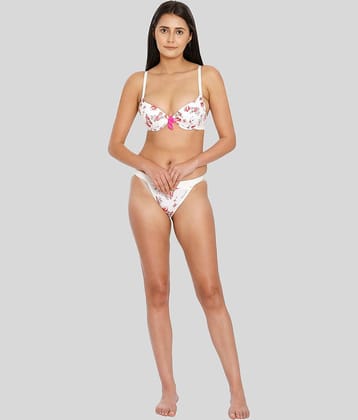 ILRASO Nylon Women's Bra & Panty Set ( White )