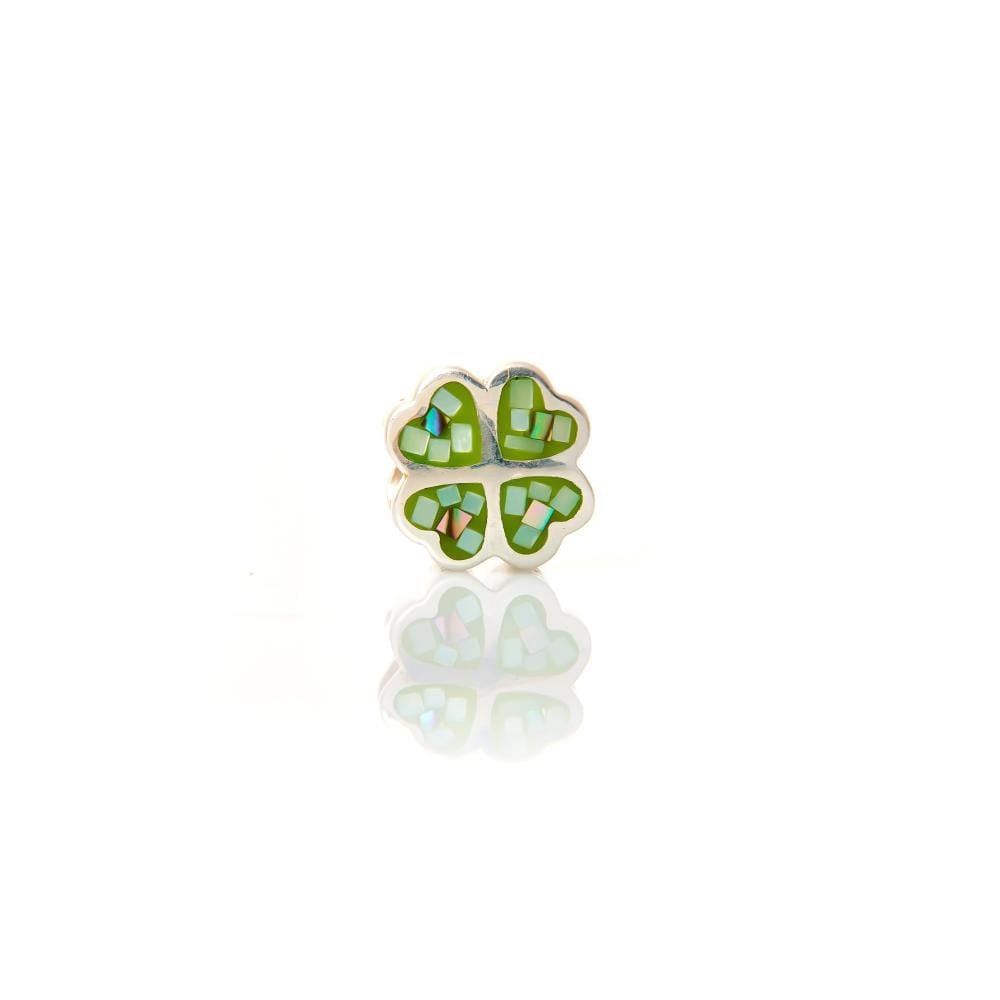 Green 4 Hearts | 925 Silver charms for Bracelets / Chain-Free / Silver / Modern