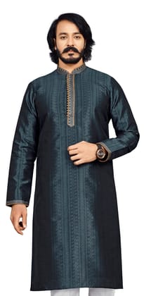 Elegant Grey Jacquard Kurta for Men-S
