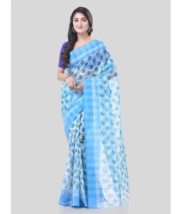 Desh Bidesh Cotton Woven Saree Without Blouse Piece - Blue ( Pack of 1 ) - Blue