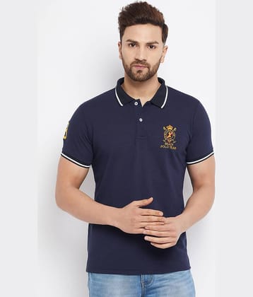 The Million Club Pack of 1 Cotton Blend Regular Fit Solid Half Sleeves Men's Polo T Shirt ( Navy )