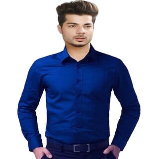 Baleshwar Men Blue Solid Casual Shirt (Pack of 1 )